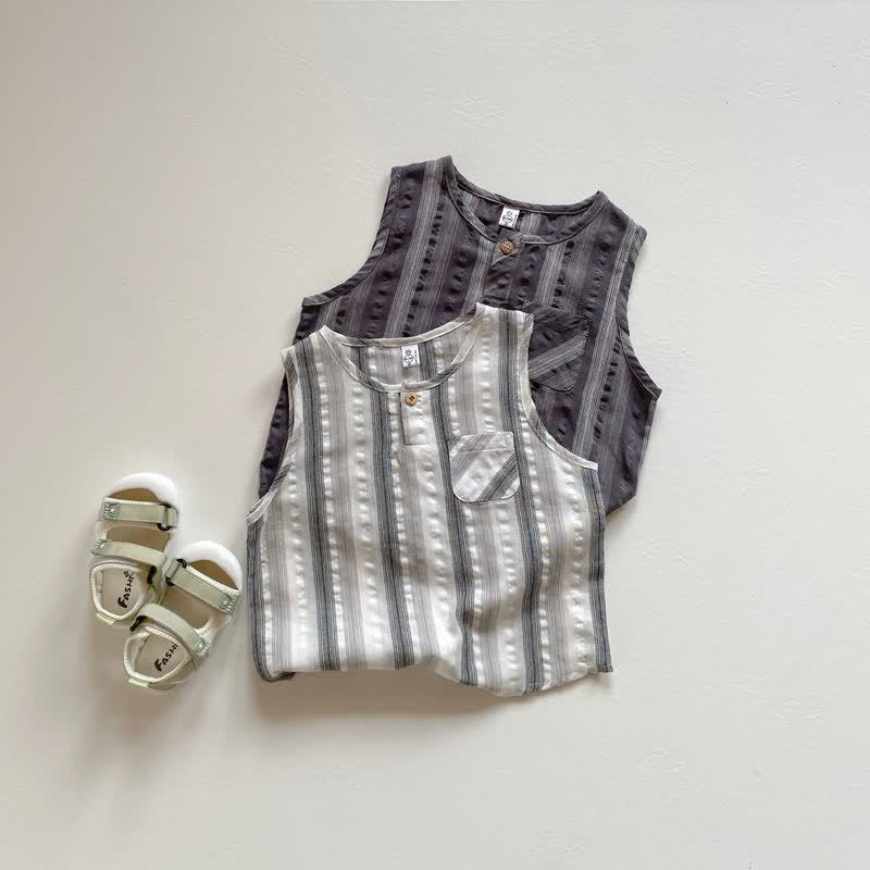 Toddler Vertical Striped Pocket Tank Top