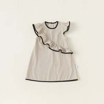 Toddler Apricot Vertical Striped Ruffled Dress