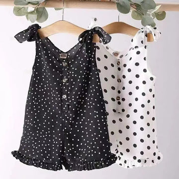Toddler Dots Sleeveless Chiffon Bow Jumpsuit