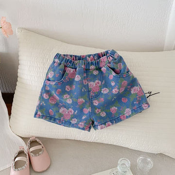 Baby Toddler Girl Flower Denim Shorts