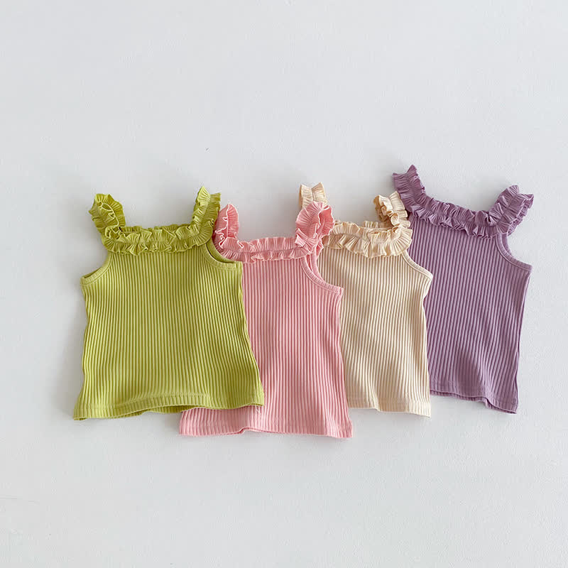 Baby Lace Solid Color Ribbed Camisole