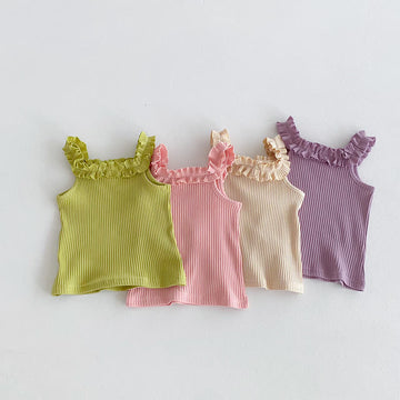 Baby Lace Solid Color Ribbed Camisole