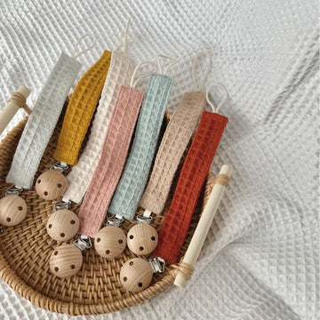 Baby Waffle Cotton Pacifier Clip