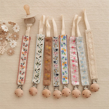 Baby Embroidered Floral Pacifier Clip