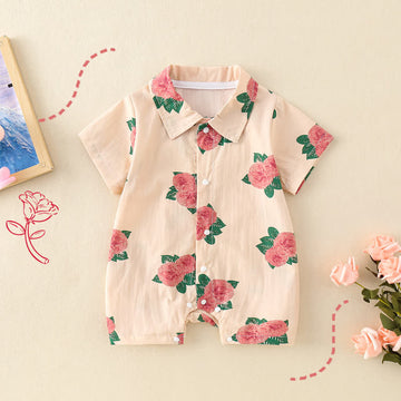 Baby Girl Rose Polo Pink Romper
