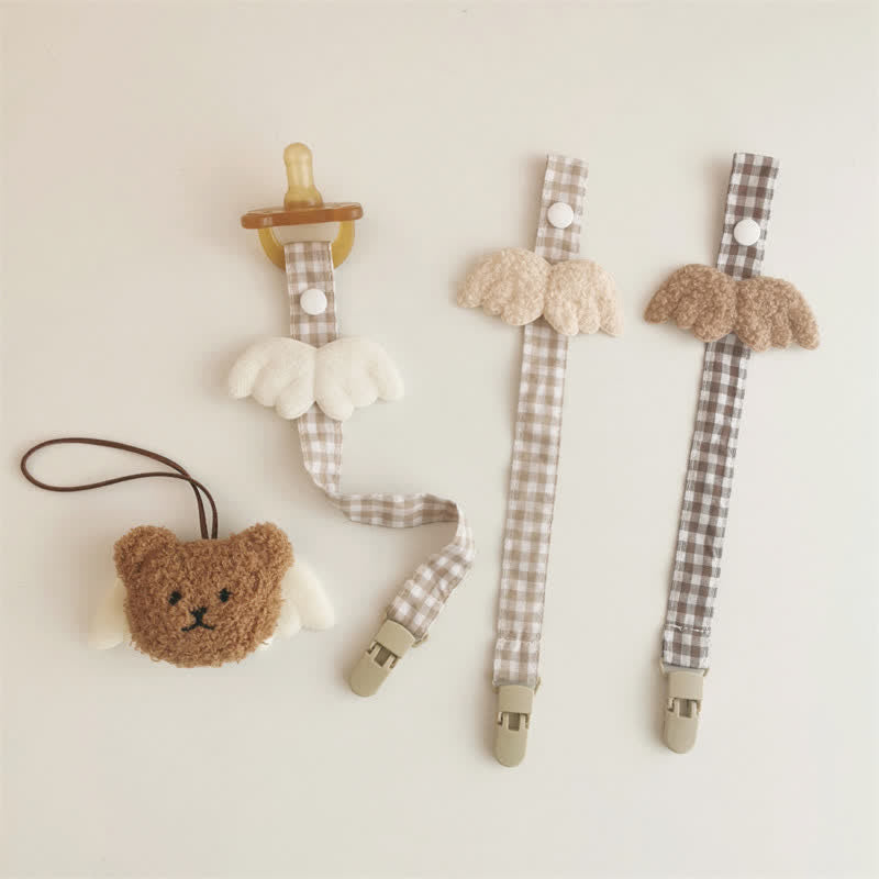 Baby Wings Plaid Pacifier Clip