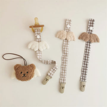 Baby Wings Plaid Pacifier Clip