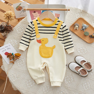 Baby Striped Duck Fake 2Pcs Romper