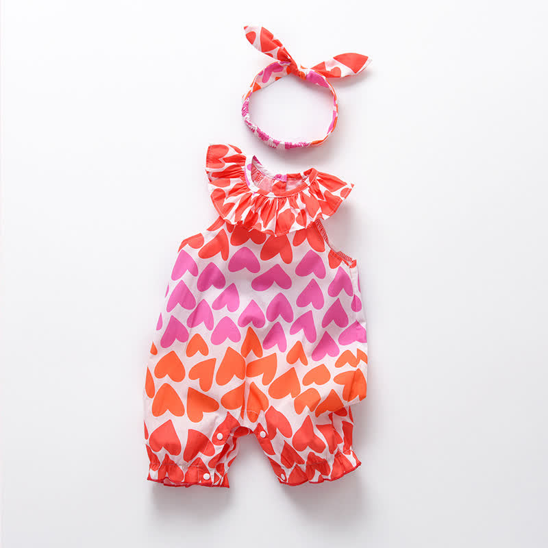 Baby Orange Heart Romper with Headband