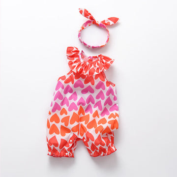 Baby Orange Heart Romper with Headband