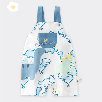 LIFE QUEST Baby Blue Dinosaur Overalls