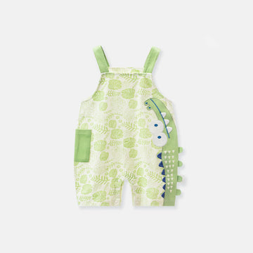 Baby Cartoon Crocodile Leaves Green Overalls