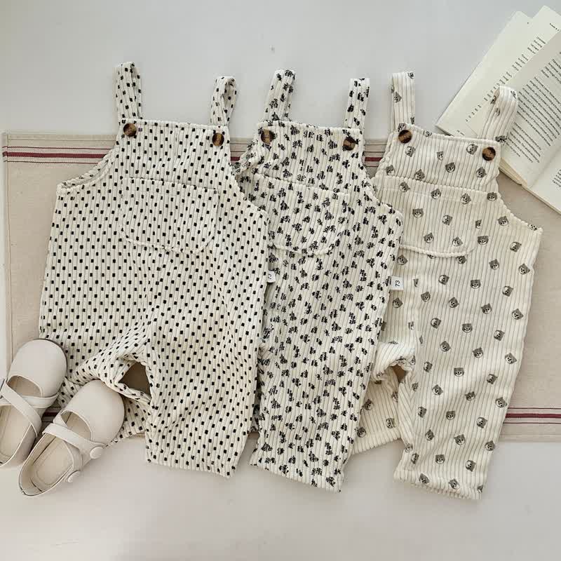 Baby Corduroy Flower Plaid Dog Overalls