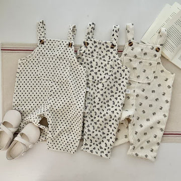Baby Corduroy Flower Plaid Dog Overalls