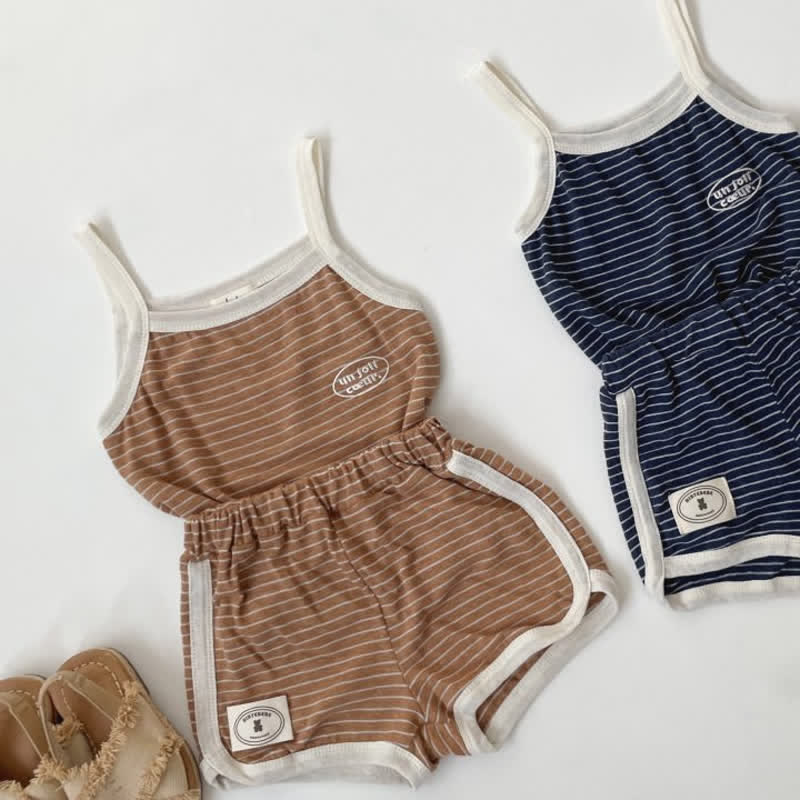 Baby 2-Piece Suspenders Striped Lovely Set
