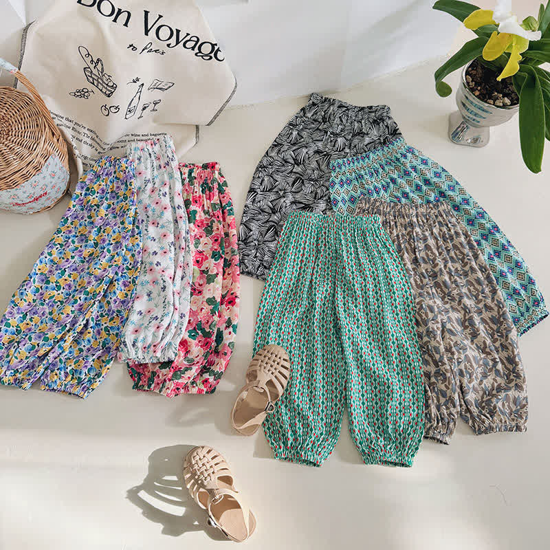 Toddler Various Flower Leaves Diamond Pants