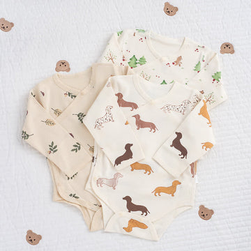 Baby Forest Bear Dog Acorn Bodysuit