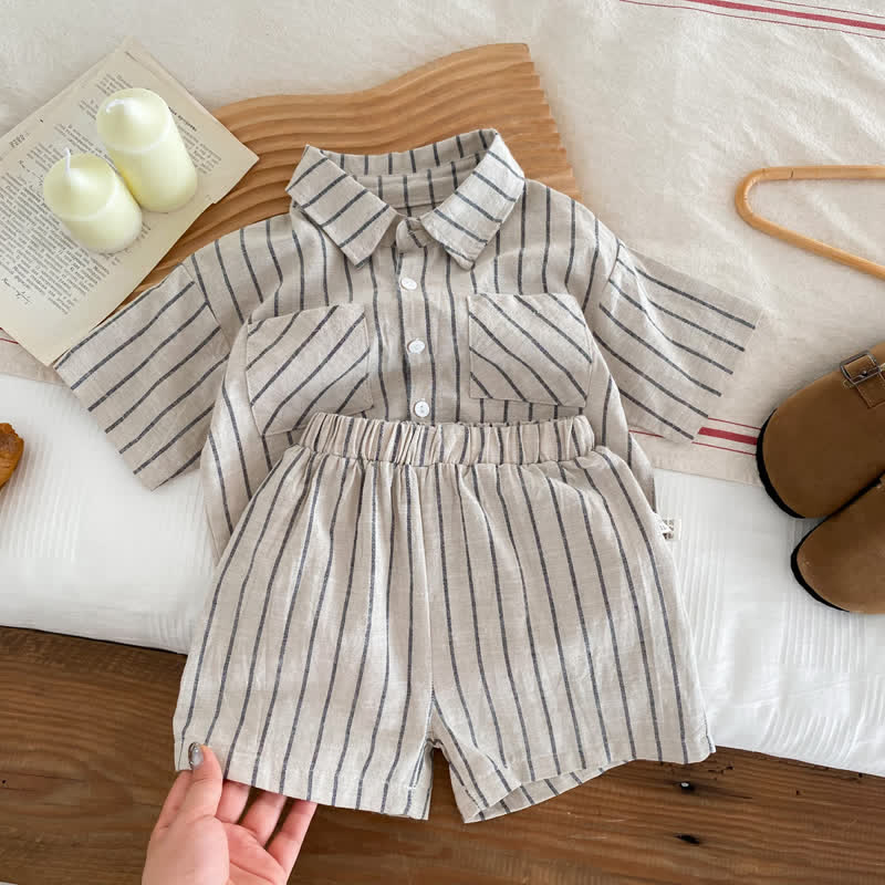 Toddler 2-Piece Vertical Striped Polo Set
