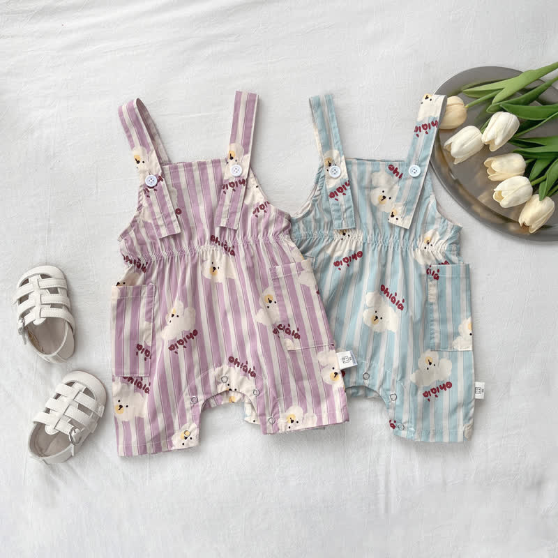 OHLALA Baby Animal Striped Lovely Overalls