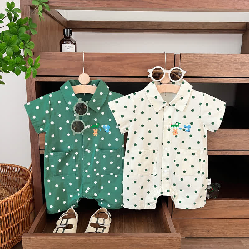 Baby Animal Dots Polo Romper