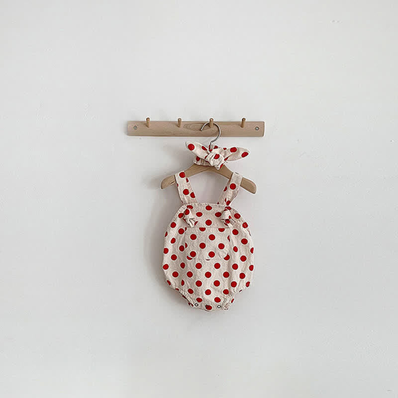 Baby Dots Pocket Overalls with Headband