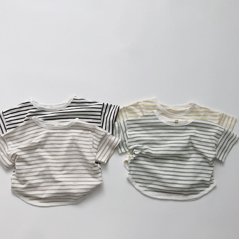 Toddler Simple Striped Loose Comfort T-shirt
