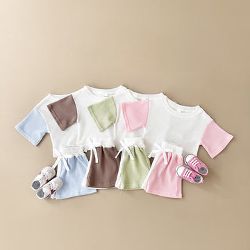 Baby 2-Piece Contrast Sleeves Waffle Set