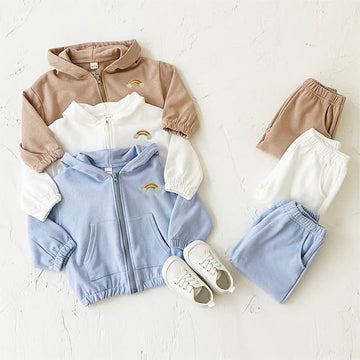 Baby 2-Piece Rainbow Hooded Sweatsuit Set