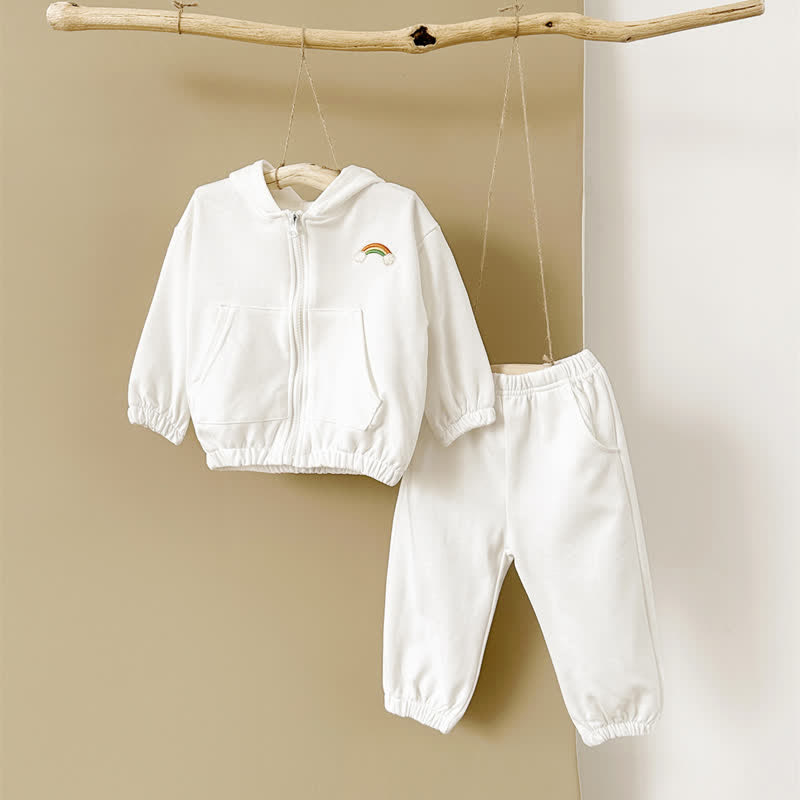 Baby 2-Piece Rainbow Hooded Sweatsuit Set