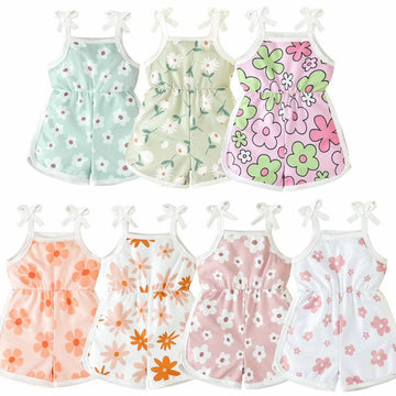 Baby Various Color Flower Suspenders Jumpsuit