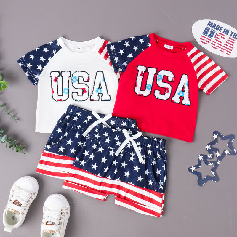 USA Baby Boy 2-Piece Star Striped Set