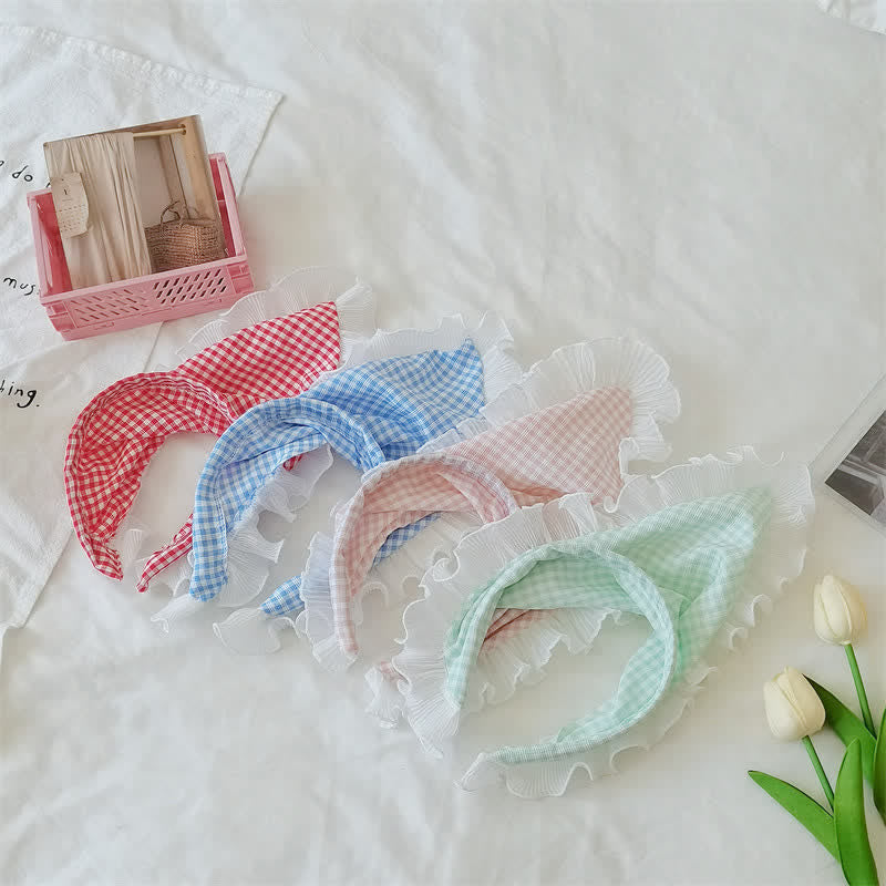 Baby Sweet Lace Lovely Plaid Headband