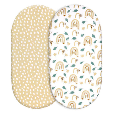 2 Pack Baby Dot Rainbow Bassinet Sheet