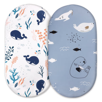 2 Pack Baby Whale Fish Bassinet Sheet