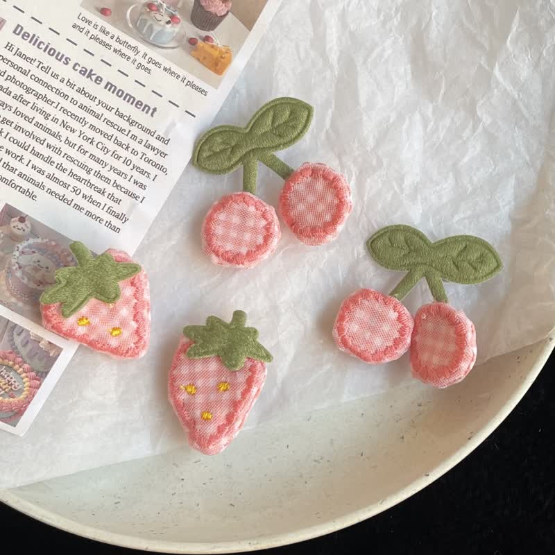Baby Plaid Fruit Pink Hair Clips