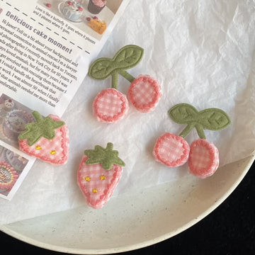 Baby Plaid Fruit Pink Hair Clips