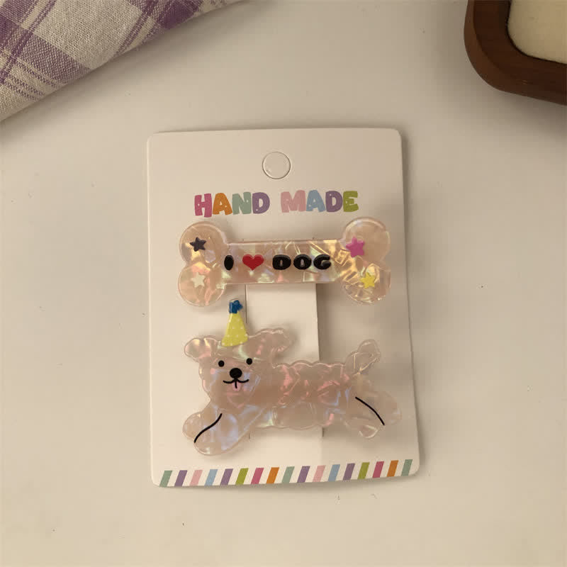 I LOVE DOG 1 Pair Baby Hair Clips