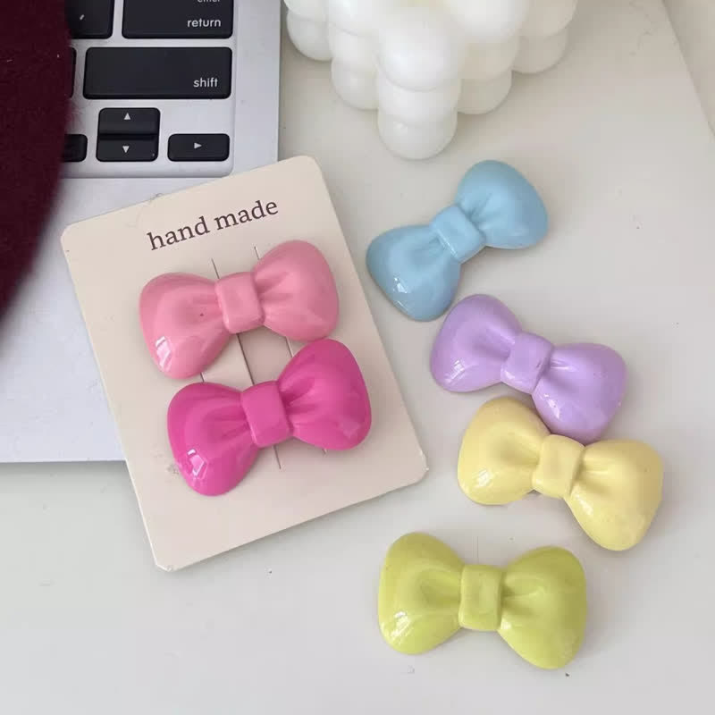 Baby Macaron Color Bow Hair Clips