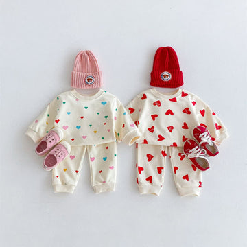 Baby 2-Piece Cute Heart Beige Set