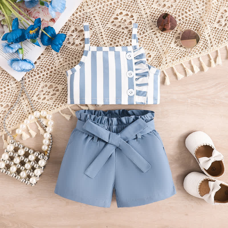 Baby 2-Piece Striped Bow Blue Set