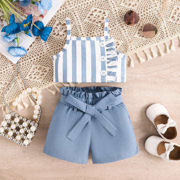 Baby 2-Piece Striped Bow Blue Set