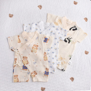 CUTE BEAR Baby Panda Flower Kimono Romper