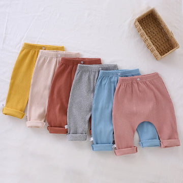 Baby Ribbed Solid Color Simple Pants