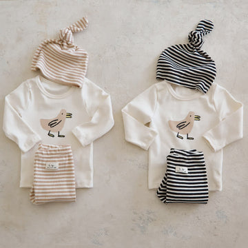 Baby 2-Piece Bird Striped Set with Hat
