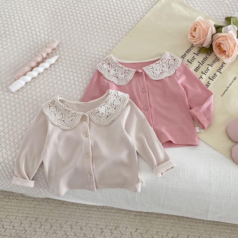 Baby Girl Flower Lace Lapels Coat