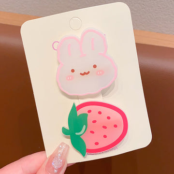 1 Pair Baby Strawberry Bunny Hair Clips