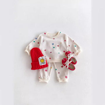 Baby 2-Piece Heart Dots Waffle Set