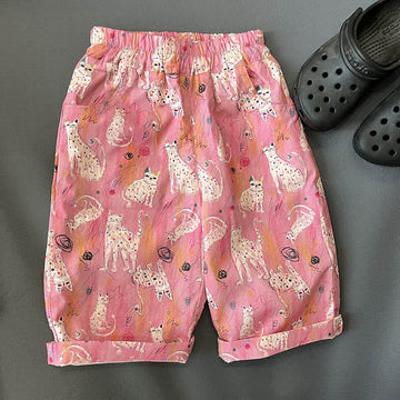 Toddler Graffiti Pink Cat Loose Pants
