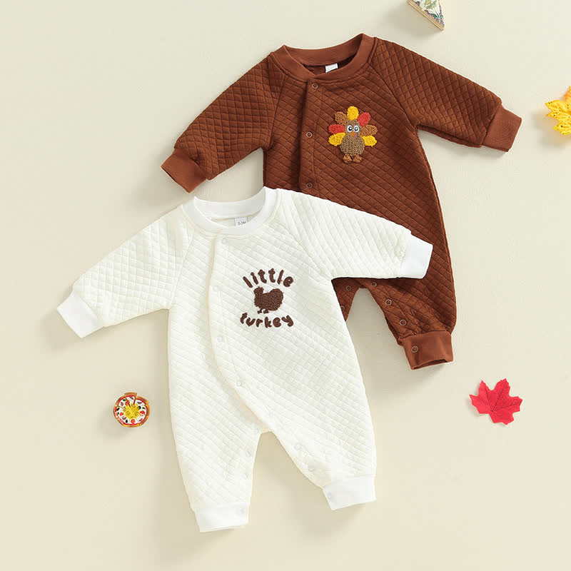 LITTLE TURKEY Baby Embroidered Romper