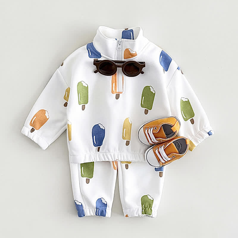 Baby 2-Piece Popsicle Zipper White Set